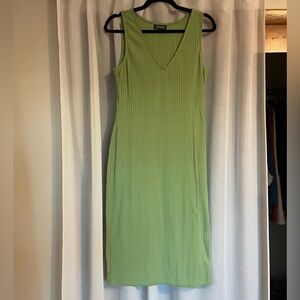 ModCloth Daisy Green Ribbed Knit Midi Dress